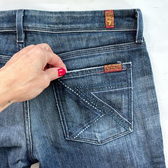 7 For All Mankind Women's Boot Cut Jeans - Dark Blue - Picture 8 of 13